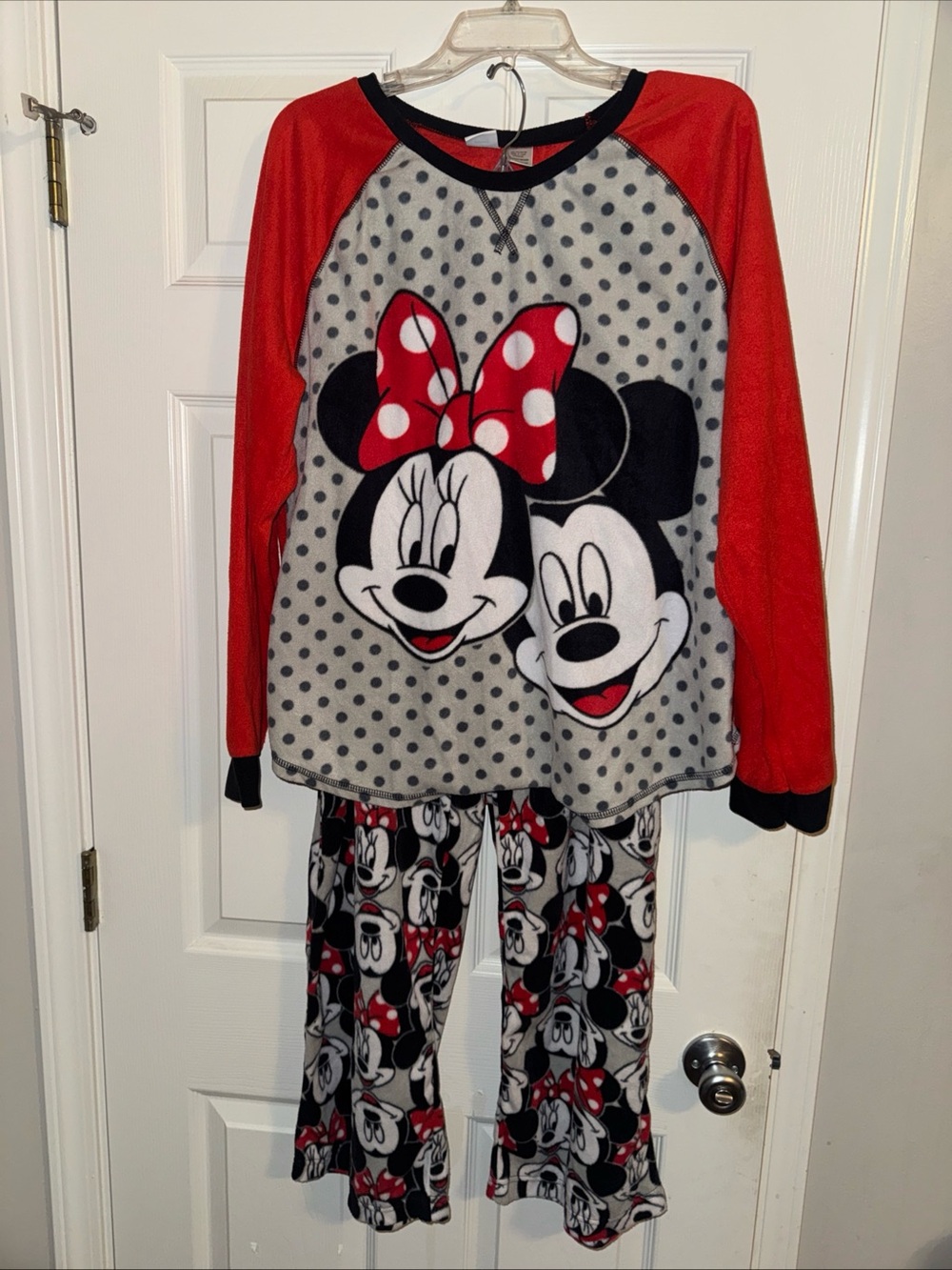 Disney Minnie & Mickey Polka Dot Red Raglan Pajama Set